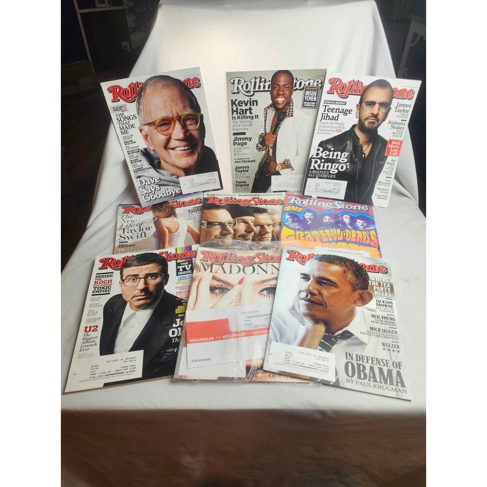 Lot of 9 Rolling Stone Magazines 2014-2015 Obama Taylor Swift Madonna Ringo Hart